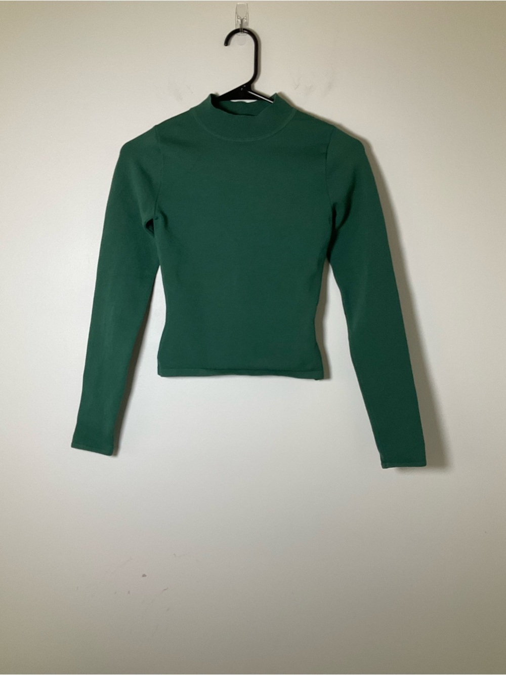 Babaton Green Mock Neck Knit Crop Top XS